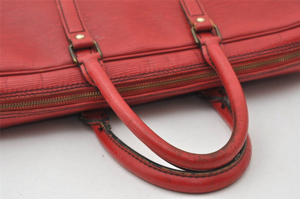 Authentic Louis Vuitton Epi Porte Documents Voyage Briefcase Red M54477 LV 6891I