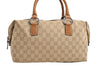 Authentic GUCCI Hand Boston Bag Purse GG Canvas Leather 113009 Beige 6892E