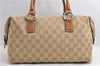 Authentic GUCCI Hand Boston Bag Purse GG Canvas Leather 113009 Beige 6892E