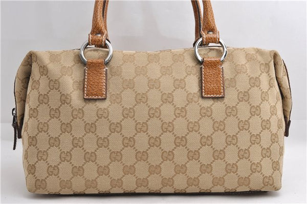 Authentic GUCCI Hand Boston Bag Purse GG Canvas Leather 113009 Beige 6892E