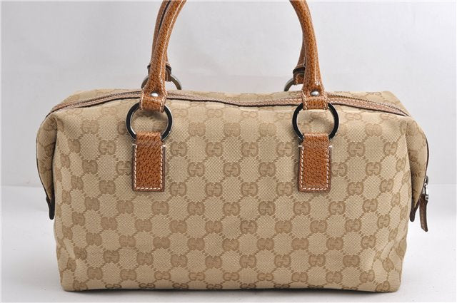 Authentic GUCCI Hand Boston Bag Purse GG Canvas Leather 113009 Beige 6892E