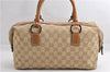 Authentic GUCCI Hand Boston Bag Purse GG Canvas Leather 113009 Beige 6892E
