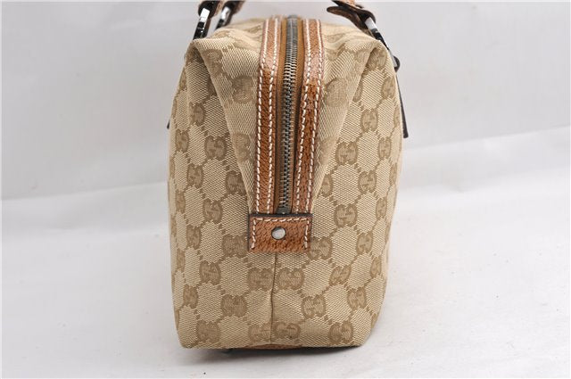 Authentic GUCCI Hand Boston Bag Purse GG Canvas Leather 113009 Beige 6892E