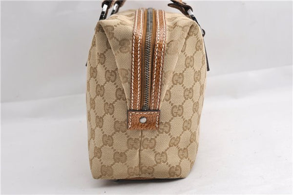 Authentic GUCCI Hand Boston Bag Purse GG Canvas Leather 113009 Beige 6892E