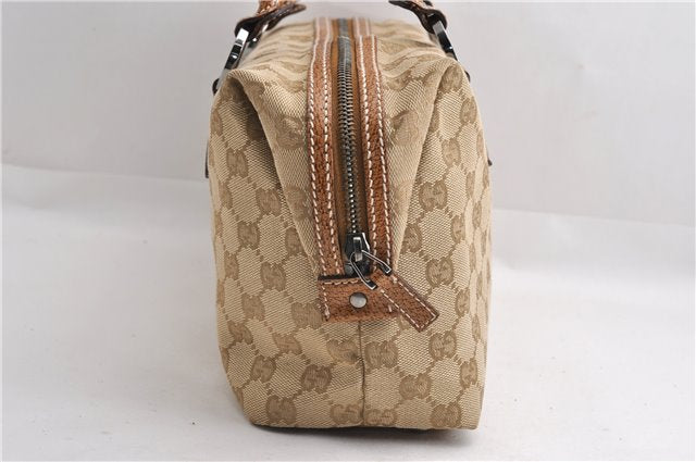 Authentic GUCCI Hand Boston Bag Purse GG Canvas Leather 113009 Beige 6892E
