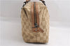 Authentic GUCCI Hand Boston Bag Purse GG Canvas Leather 113009 Beige 6892E
