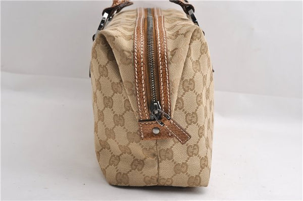 Authentic GUCCI Hand Boston Bag Purse GG Canvas Leather 113009 Beige 6892E