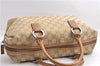 Authentic GUCCI Hand Boston Bag Purse GG Canvas Leather 113009 Beige 6892E