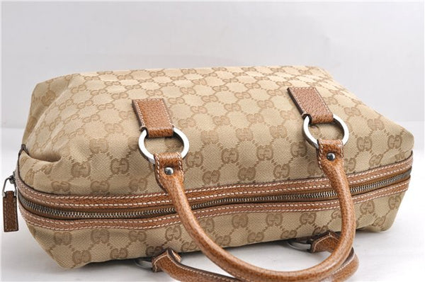 Authentic GUCCI Hand Boston Bag Purse GG Canvas Leather 113009 Beige 6892E