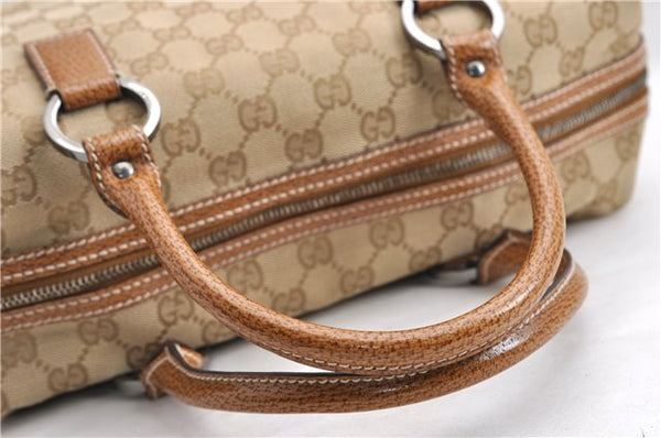 Authentic GUCCI Hand Boston Bag Purse GG Canvas Leather 113009 Beige 6892E