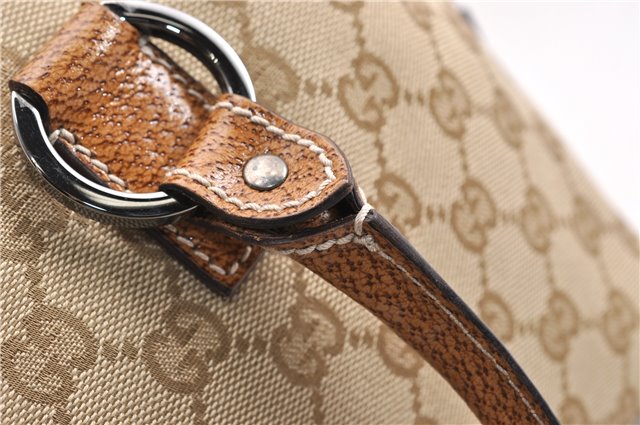 Authentic GUCCI Hand Boston Bag Purse GG Canvas Leather 113009 Beige 6892E