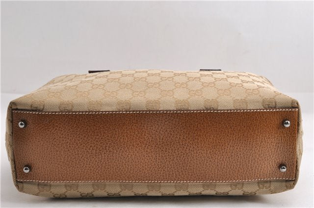 Authentic GUCCI Hand Boston Bag Purse GG Canvas Leather 113009 Beige 6892E