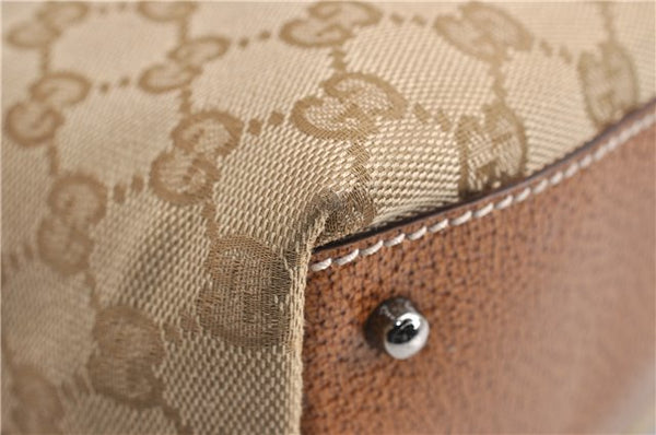 Authentic GUCCI Hand Boston Bag Purse GG Canvas Leather 113009 Beige 6892E