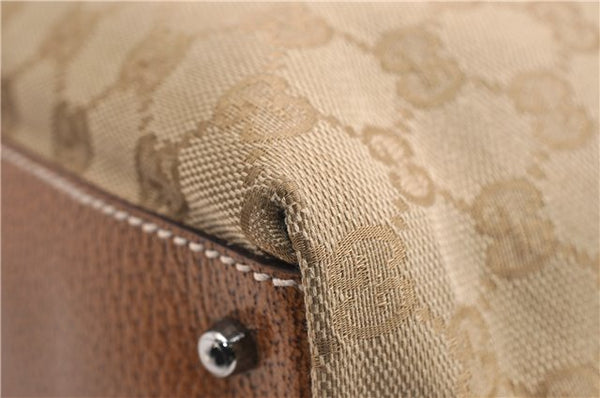 Authentic GUCCI Hand Boston Bag Purse GG Canvas Leather 113009 Beige 6892E