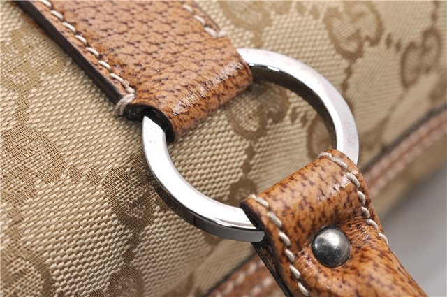 Authentic GUCCI Hand Boston Bag Purse GG Canvas Leather 113009 Beige 6892E