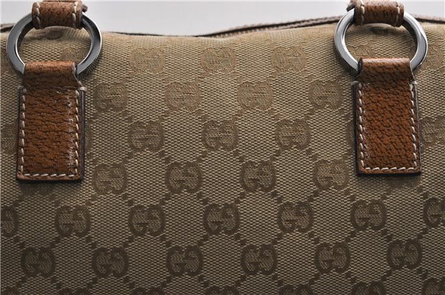Authentic GUCCI Hand Boston Bag Purse GG Canvas Leather 113009 Beige 6892E