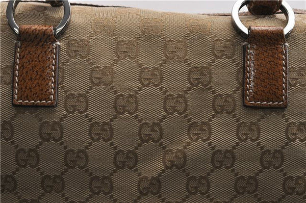 Authentic GUCCI Hand Boston Bag Purse GG Canvas Leather 113009 Beige 6892E