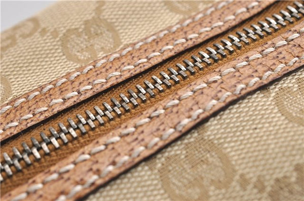 Authentic GUCCI Hand Boston Bag Purse GG Canvas Leather 113009 Beige 6892E