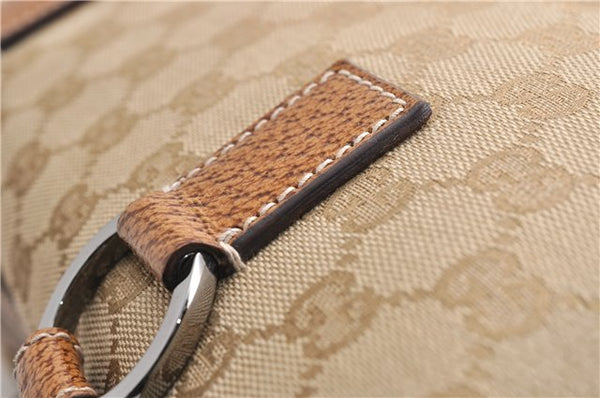 Authentic GUCCI Hand Boston Bag Purse GG Canvas Leather 113009 Beige 6892E