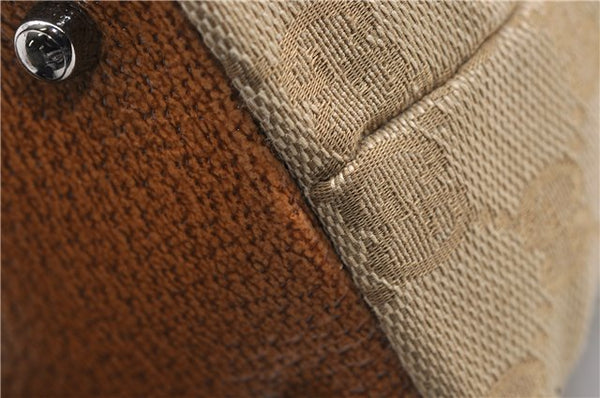 Authentic GUCCI Hand Boston Bag Purse GG Canvas Leather 113009 Beige 6892E