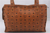 Authentic MCM Visetos Leather Vintage Shoulder Tote Bag Brown 6893D