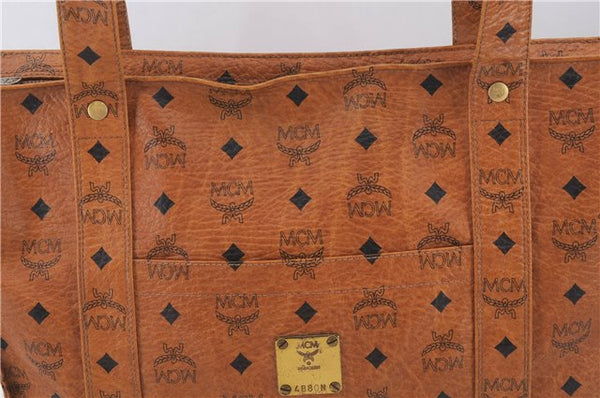 Authentic MCM Visetos Leather Vintage Shoulder Tote Bag Brown 6893D