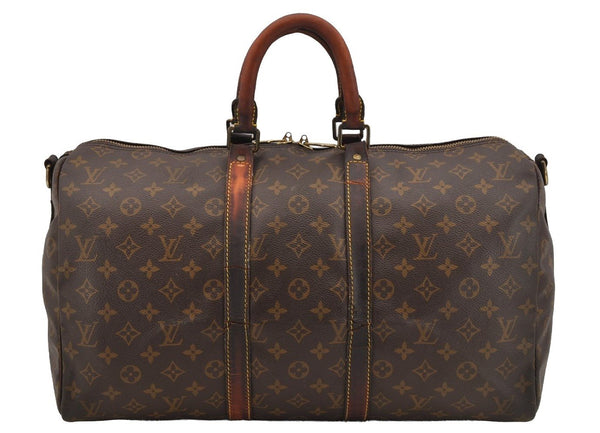 Authentic Louis Vuitton Monogram Keepall Bandouliere 45 M41418 Boston Bag 6893I