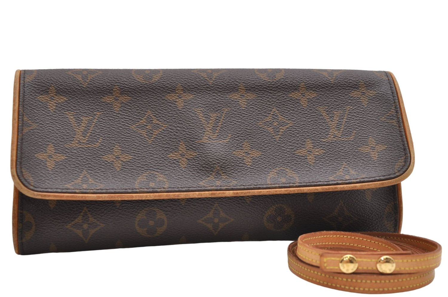 Authentic Louis Vuitton Monogram Pochette Twin GM Shoulder Bag M51852 LV 6894D