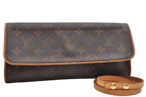 Authentic Louis Vuitton Monogram Pochette Twin GM Shoulder Bag M51852 LV 6894D