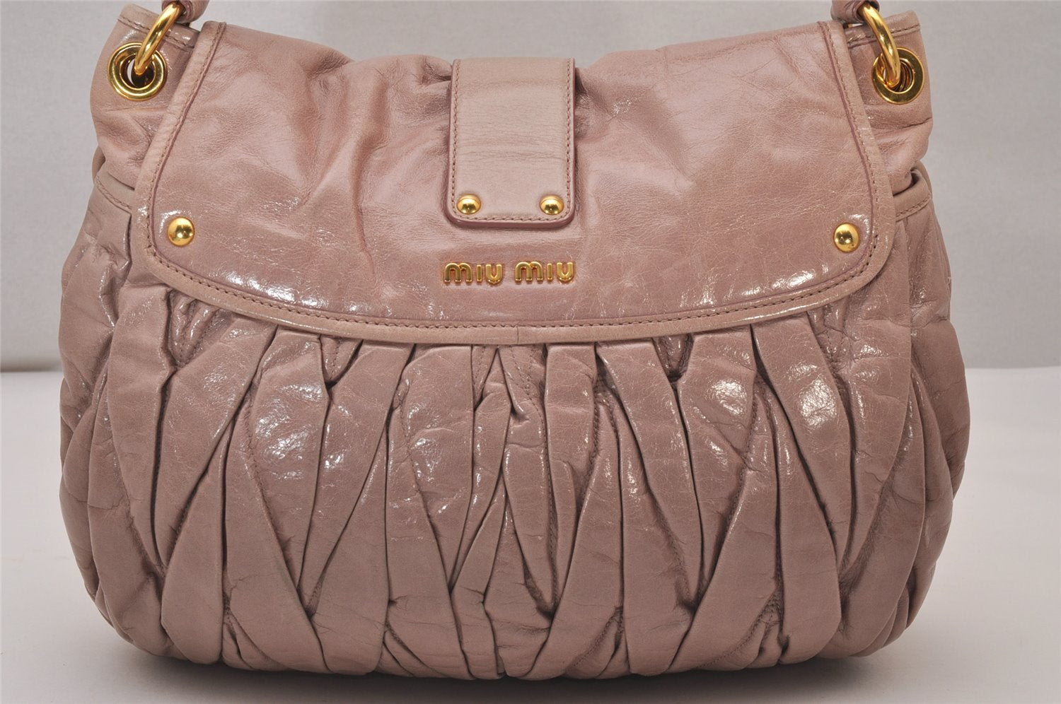 Authentic MIU MIU Vintage Matelasse Leather 2Way Shoulder Hand Bag Pink 6898I