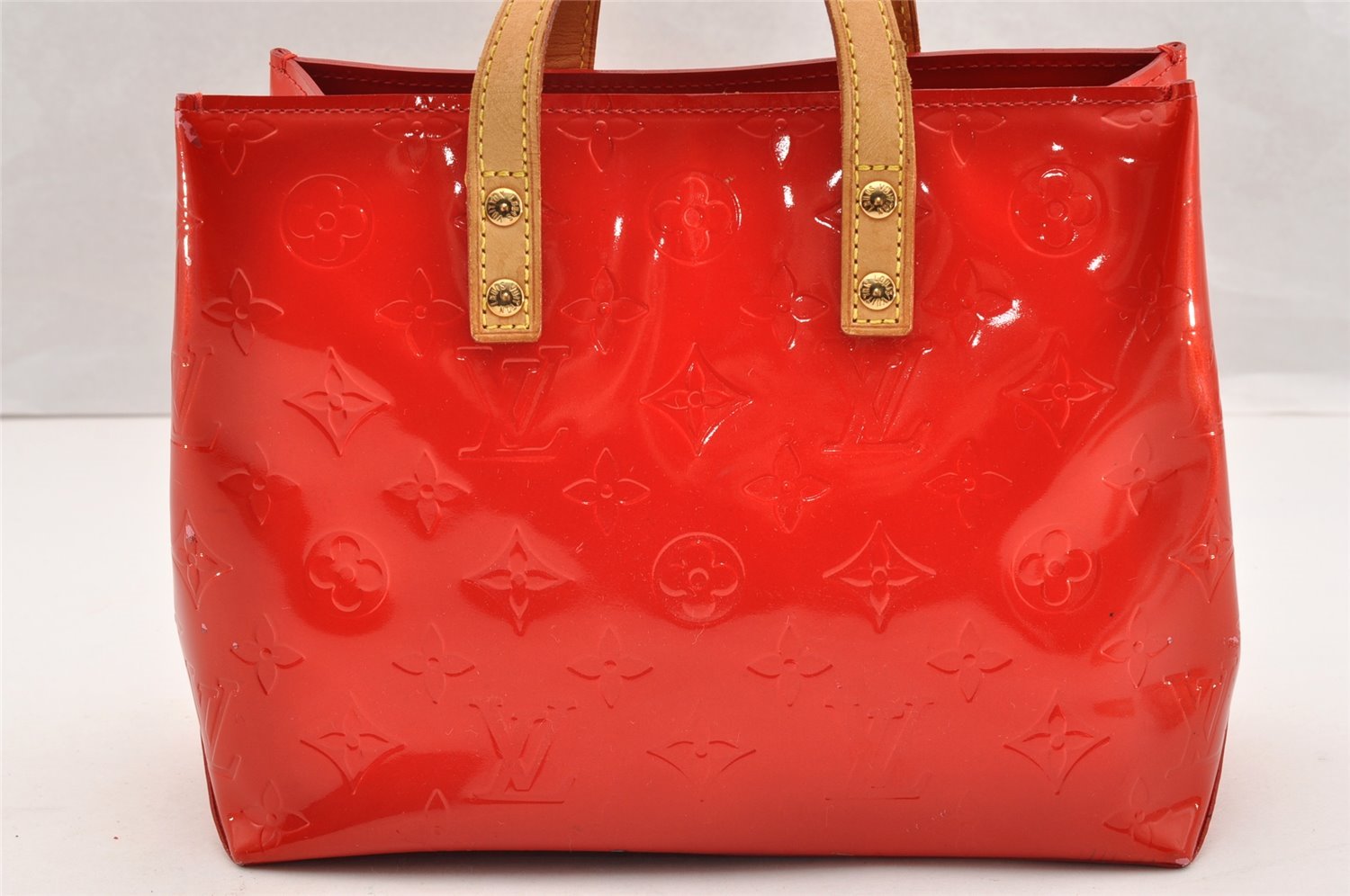 Authentic Louis Vuitton Vernis Reade PM Hand Bag Red M91088 LV 6899I