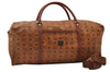 Authentic MCM Visetos Leather Vintage 2Way Travel Boston Bag Brown 6902I