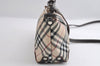 Authentic BURBERRY BLUE LABEL Check Shoulder Bag Nylon Leather Beige 6903I