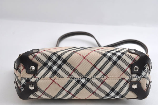 Authentic BURBERRY BLUE LABEL Check Shoulder Bag Nylon Leather Beige 6903I