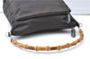 Authentic GUCCI Vintage Bamboo 2Way Shoulder Hand Bag Nylon Leather Brown 6904E
