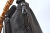 Authentic GUCCI Vintage Bamboo 2Way Shoulder Hand Bag Nylon Leather Brown 6904E