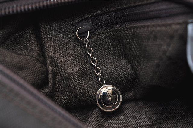 Authentic GUCCI Vintage Bamboo 2Way Shoulder Hand Bag Nylon Leather Brown 6904E