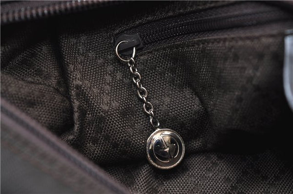 Authentic GUCCI Vintage Bamboo 2Way Shoulder Hand Bag Nylon Leather Brown 6904E