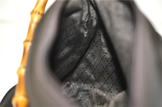 Authentic GUCCI Vintage Bamboo 2Way Shoulder Hand Bag Nylon Leather Brown 6904E