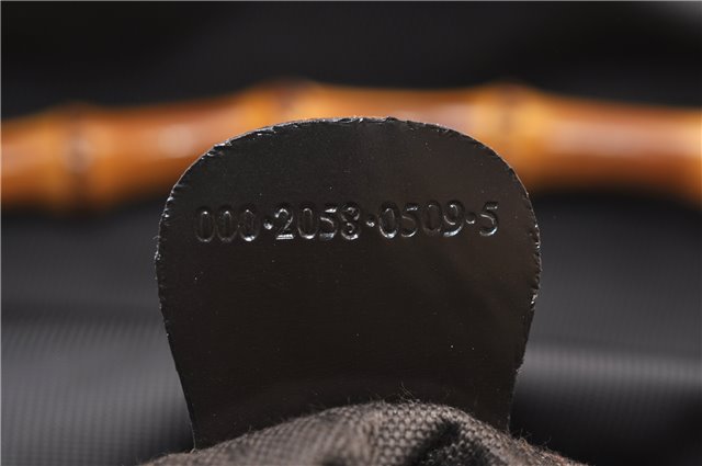 Authentic GUCCI Vintage Bamboo 2Way Shoulder Hand Bag Nylon Leather Brown 6904E