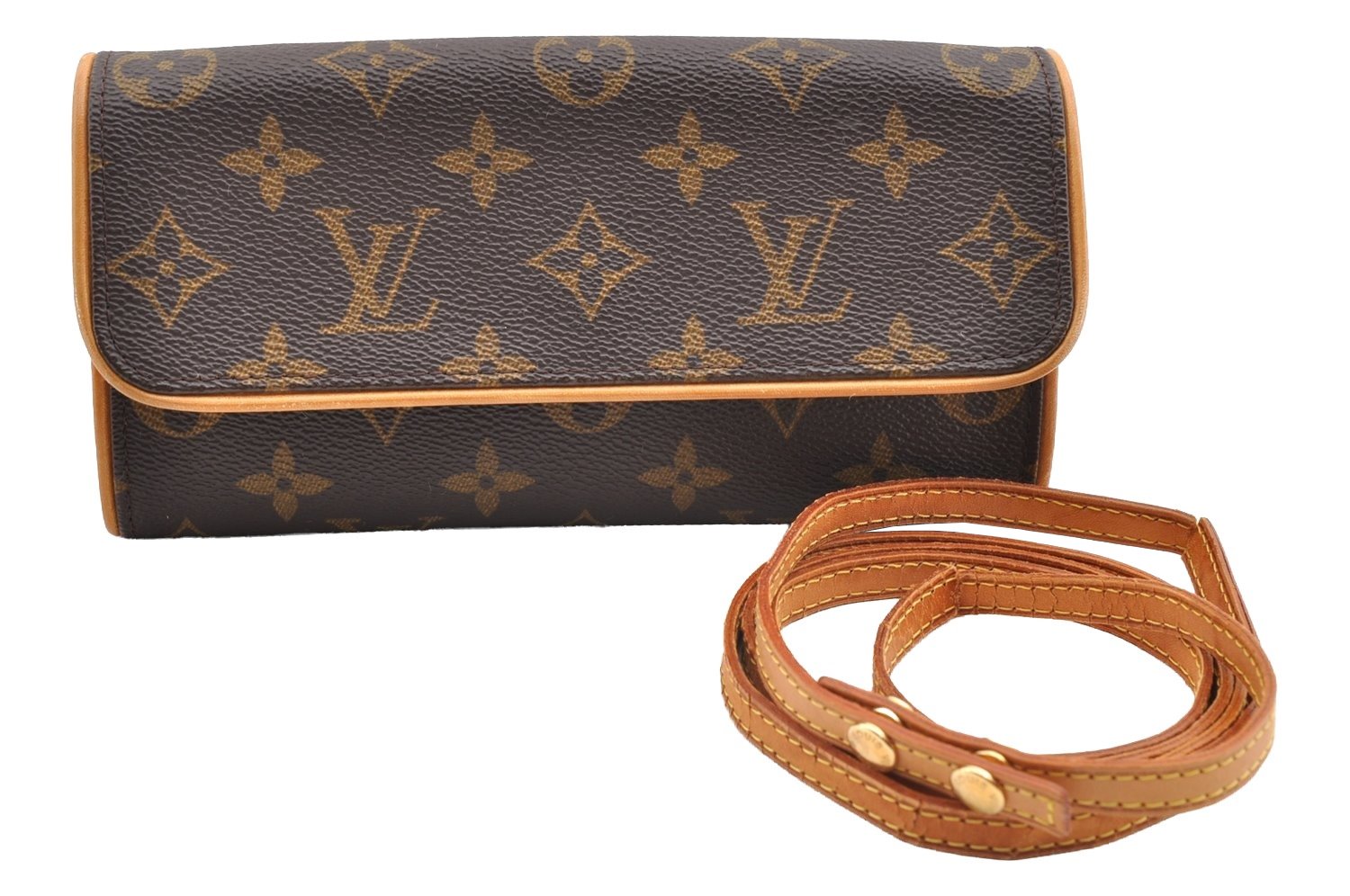 Authentic Louis Vuitton Monogram Pochette Twin PM Shoulder Bag M51854 LV 6904I