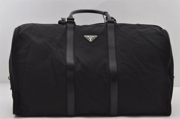 Authentic PRADA Vintage Nylon Tessuto Leather 2Way Travel Boston Bag Black 6905I