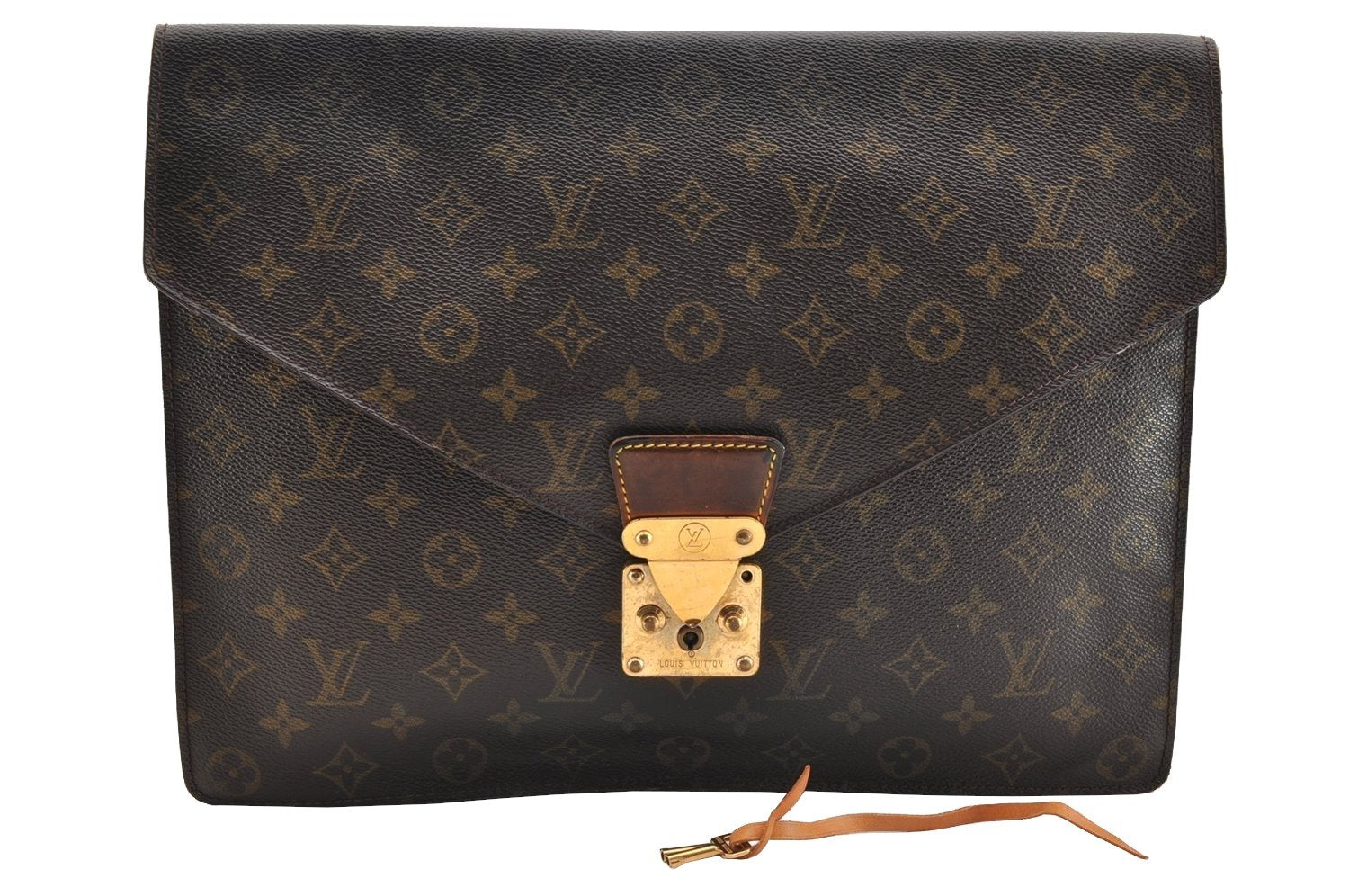 Authentic Louis Vuitton Monogram Porte Documents Senateur M53335 Briefcase 6906I