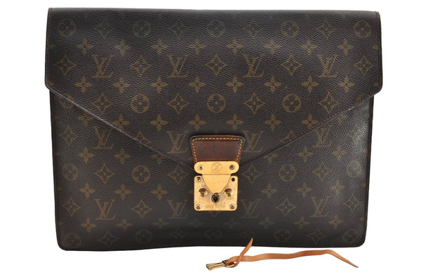 Authentic Louis Vuitton Monogram Porte Documents Senateur M53335 Briefcase 6906I