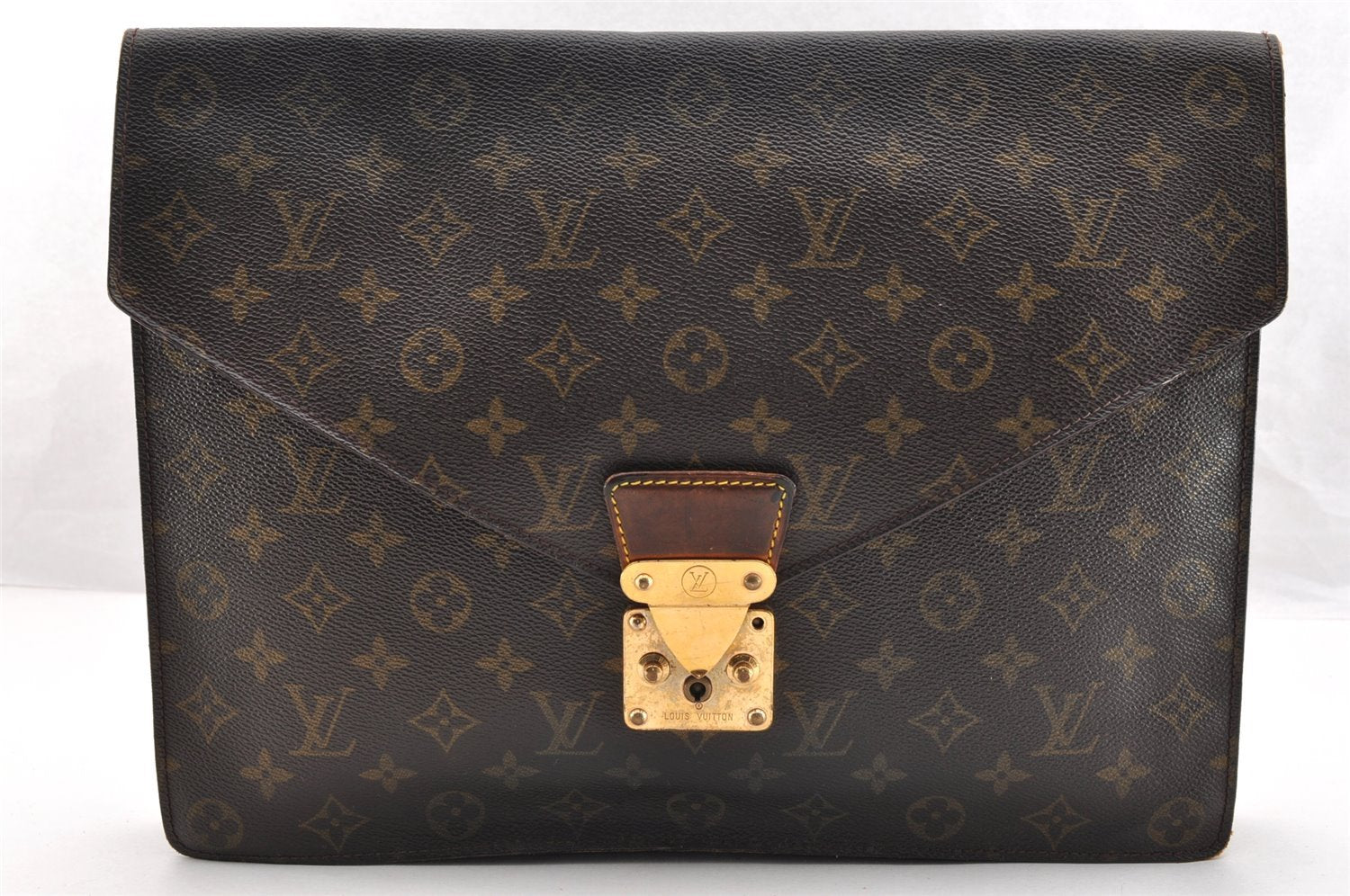 Authentic Louis Vuitton Monogram Porte Documents Senateur M53335 Briefcase 6906I