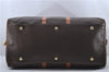 Authentic CELINE Macadam Blason Travel Boston Bag Leather Brown 6907D