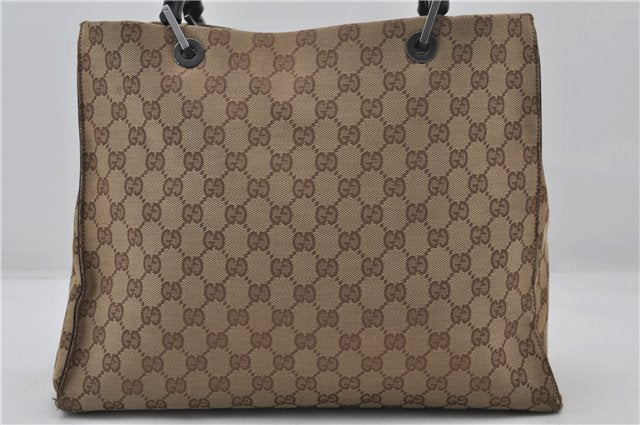 Authentic GUCCI Vintage Bamboo Hand Bag GG Canvas Leather 0021010 Brown 6907E