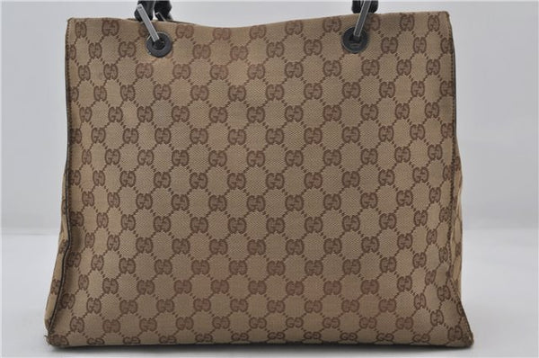 Authentic GUCCI Vintage Bamboo Hand Bag GG Canvas Leather 0021010 Brown 6907E