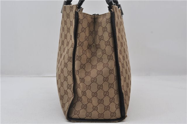 Authentic GUCCI Vintage Bamboo Hand Bag GG Canvas Leather 0021010 Brown 6907E