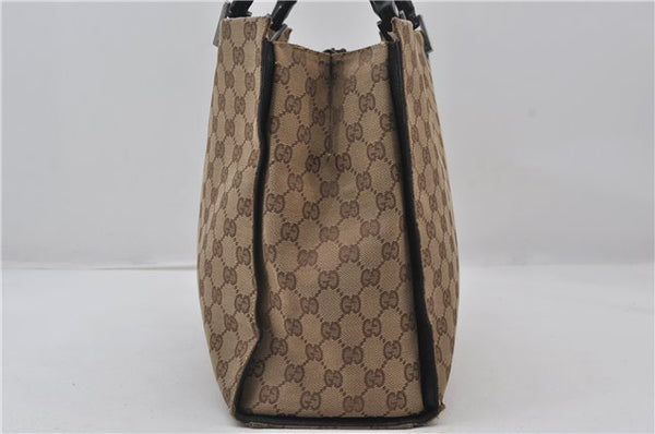 Authentic GUCCI Vintage Bamboo Hand Bag GG Canvas Leather 0021010 Brown 6907E